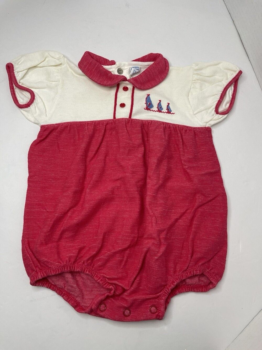 Carters Baby XL Vintage 27-29 Lbs Red White One Piece Sailboat
